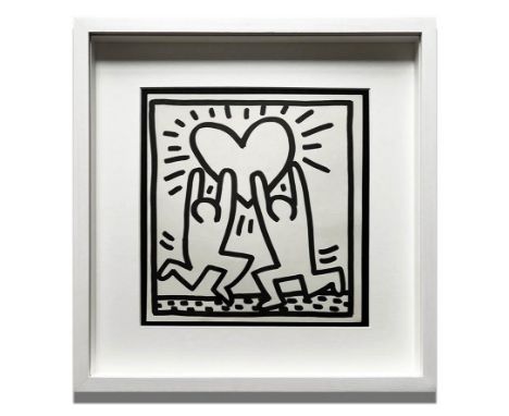 KEITH HARING 'Love XX', 1982, lithograph, published by Tony Shafrazi Gallery N.Y., edition of 2000, 23cm x 23cm, framed and g