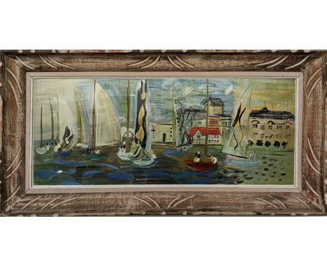 RAOUL DUFY 'Les Regates 2', lithograph, 32cm x 78, in vintage French frame. 