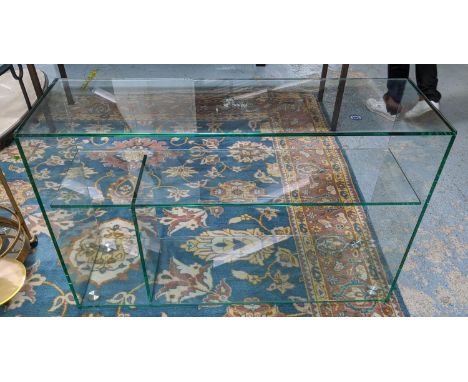 CONSOLE TABLE, 118cm x 35cm x 77cm, contemporary glass design. 
