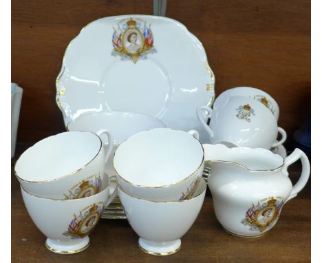 A Collingwood Queen Elizabeth II Coronation six setting tea service, twenty-one pieces in total