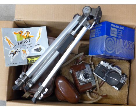 Cameras and camera equipment including Olympus OM10 and Voightlander