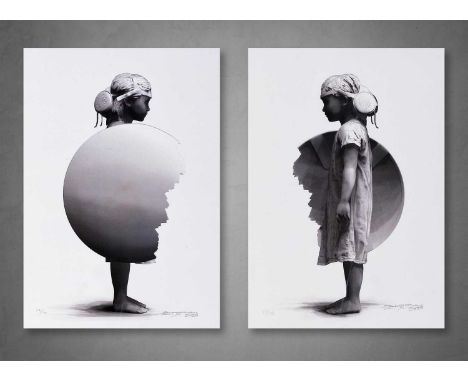 Schoony (British 1974-) 'Double Shield', 2020, set of 2 offset lithographs, both signed and numbered in pencil with matching 