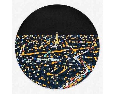 Yoon Hyup (Korean 1982-), 'Night In Paris - Golden Light', 2022, silkscreen in colours with gold leaf details on 300gsm Somer