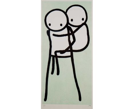 Stik (British 1979-), 'Onbu (Piggyback)(Green)', 2013, ukiyo-e woodcut in colours on laid rice paper, signed and numbered fro