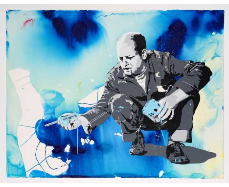 Mr Brainwash (French 1966-), 'Blue Pollock', 2009, unique acrylic and screenprint on wove paper, signed, dated, inscribed 'Li