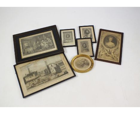 A large collection of 18th and 19th century engravings, to include a view of the Bank of England published in 1800 by Laurie 