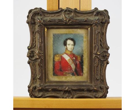 British school, 19th century, portrait miniature of General Henry Nicoll in military uniform, 10 x 8cm, together with an oil 