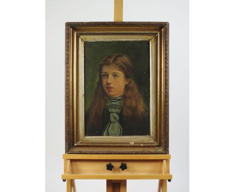 British school, 20th century, A portrait of a young lady, oil on canvas, 20 x 34cm
