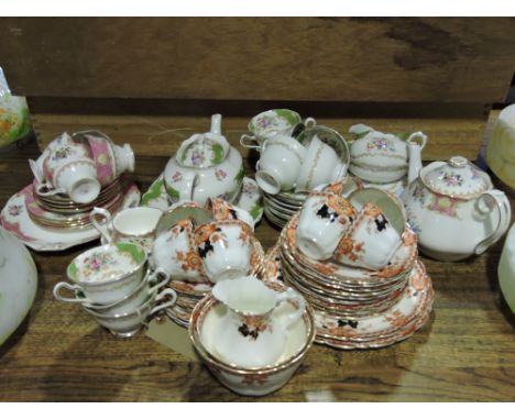 A Royal Albert Albany Green tea service together with two others.