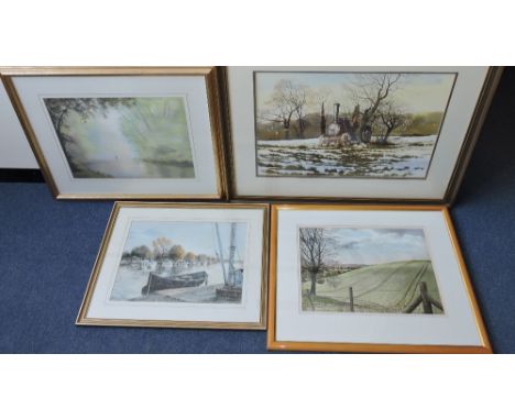 R H Bolton, Derelict Traction Engine, watercolour, signed and dated '81 lower left, 37 x 52cm, together with three other work