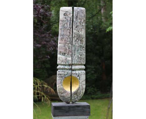 Sculpture - Peter Hayes, Split Standing Stone, Stoneware Ceramic, Unique, H 126cm W 43 cm D 25cm