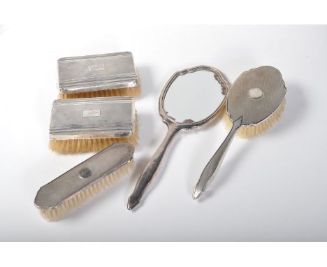 A 20th century vanity dressing table brush set comprising of a pair of brushes hallmarked for Charles S green and Co, 1947, B