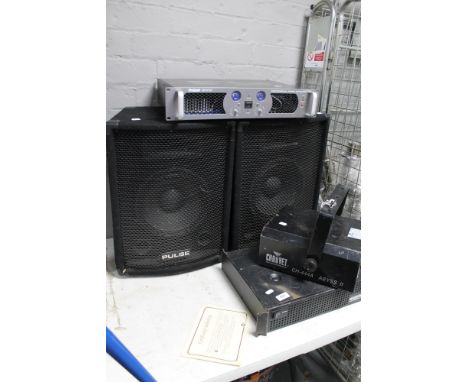 A Pro-sound professional power amplifier, Pulse speakers, Kam amp etc 