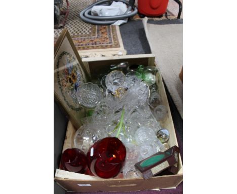 A box of crystal and glass, typewriter 
