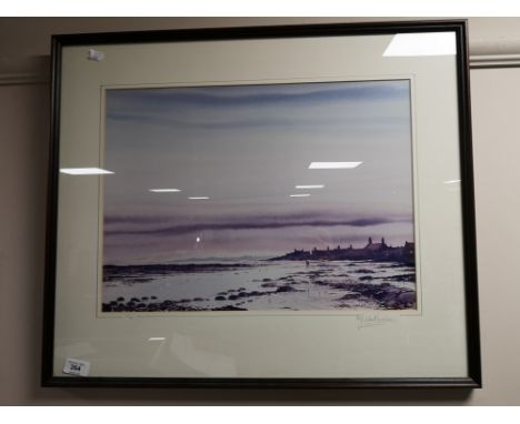 A limited edition signed colour print by Cartmel Crossley - coastal view 