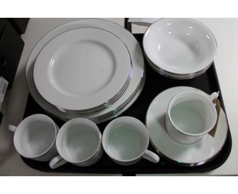 A tray of Royal Worcester Classical Platinum table ware 