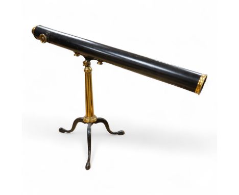 An early 20th century Broadhurst Clarkson &amp; Co., 63 Farringdon Rd., London, brass telescope with table top folding tripod