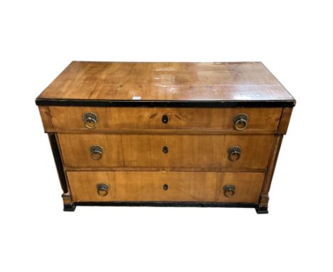 A 19th century Biedermeier style birch and ebonised commode, width 128cm, depth 62cm, height 78cm