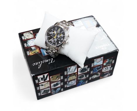 A gentleman's modern stainless steel Tissot PRC 200l chronograph quartz wrist watch, case diameter 40mm, with box and pamphle