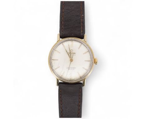 A gentleman's 1960's? steel and gold plated Omega Seamaster De Ville automatic wrist watch, with baton numerals, case diamete