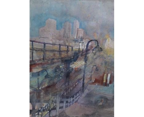 Bernhard Vogel (Austrian, b.1961), US cityscape, signed and dated '88, watercolour, 39 x 28cm