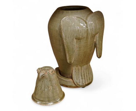 A Korean green glazed bird jar, 33cm high