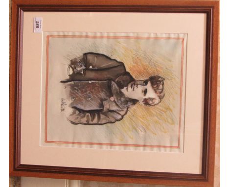 Charles Cullen, 1984Watercolour: Three-quarter length Portrait of John McCormack in black coat with fur collar, approx. 14" x