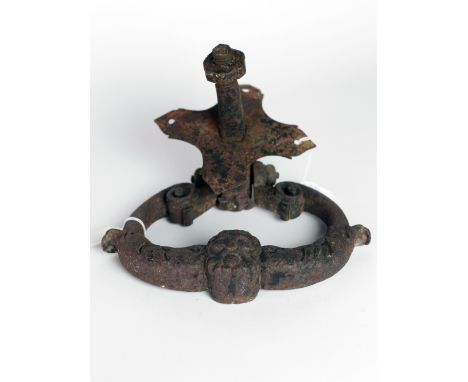 From Santry Court, Co. DublinA very fine heavy cast iron Georgian period Door Knocker, decorated with Dublin type River head,