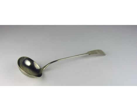 A large plain Irish George III silver Soup Ladle, approx. 14" (36cms) long by Samuel Neville, Dublin c. 1811, 6 1/2 ozs. (1)