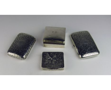 Two attractive engraved English silver Cigar Cases, one Chester c. 1896, decorated overall with ivy leaves, the other, larger