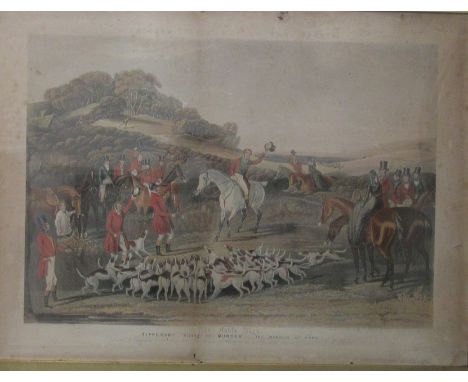 A pair of hand coloured Hunting Scenes, "Noble Tips of Tipperary," (two of a set of four), in attractive rosewood frames. (2)