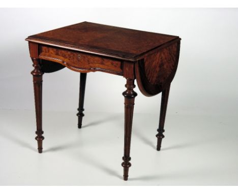 A good quality Sofa Table, the attractive rectangular top of segmented burr walnut inside a broad rosewood band, with D shape