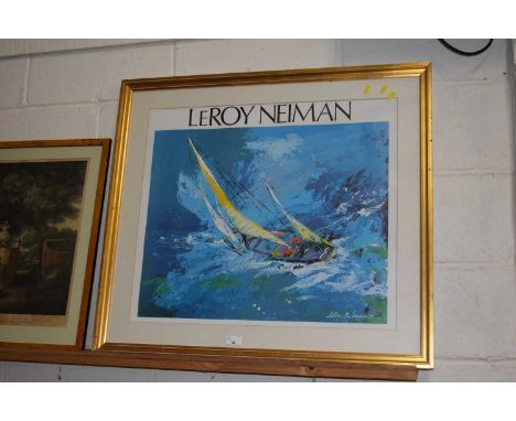 Leroy Neiman, coloured print, gilt framed