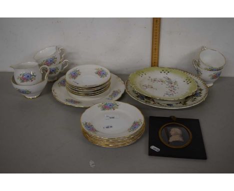 Quantity of Royal Stafford tea wares, miniature portrait and other items