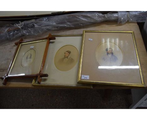 A group of three framed portrait photographic prints, 19th Century