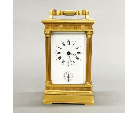 A fine quality gilt brass carriage clock, H. 17cm.