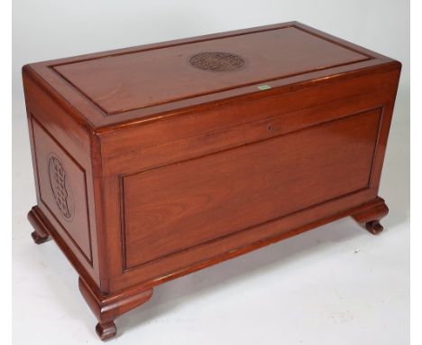 A MODERN CHINESE HARDWOOD TRUNKOn bracket supports 103cm wide; 64cm high