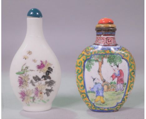 ASIAN INTEREST, A CHINESE CLOISONNÉ SCENT BOTTLE AND A CERAMIC SCENT BOTTLE