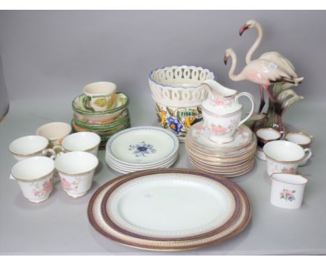 CERAMICS, A QUANTITY INCLUDING SPODE COFFE SET, CROWN STAFFORDSHIRE PLATES AND SUNDRY DINNER AND TEA WARES