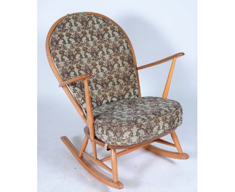 ERCOL, A MODERN BEECH FRAMED ROCKING OPEN ARM CHAIR74cm wide &amp; 95cm high