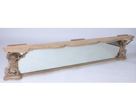 A VICTORIAN GREEN PAINTED RECTANGULAR OVERMANTEL WALL MIRROR188cm wide; 39cm high