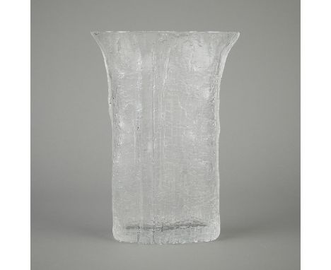 Timo Tapani Sarpaneva (Finnish, 1926-2006) Iittala, Finland. Hand-blown textured glass vase with a slightly flared rim. Etche