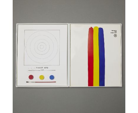 Jasper Johns (American, b. 1930). Offset lithograph with paints and paintbrush titled "Target" depicting a 'blank' target. Si