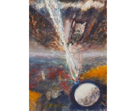 Tim Jones (Australian, b. 1962). Oil on canvas abstract painting titled "Regenerative Figure," 1998. Signed, dated, and title