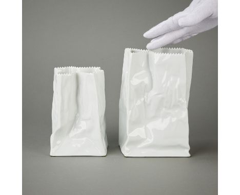 Tapio Wirkkala (Finnish, 1915-1985) for Rosenthal, Germany. Group of two ceramic porcelain vases in the form of trompe l'oeil