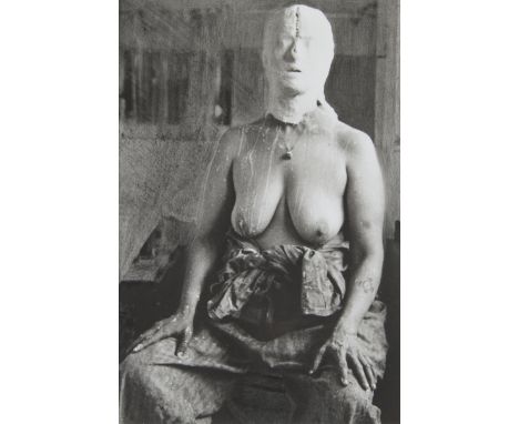 Kiki Smith (German/American, b. 1954). Signed original print titled "Untitled (Face in Plaster)" depicting a nude woman with 