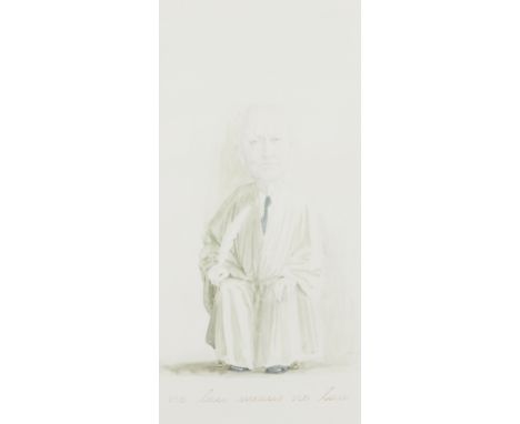 John Wilde (American, 1919-2006). Silverpoint, wash, and pencil drawing titled "Portrait of Huge Black" depicting somewhat su