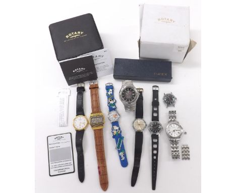 Selection of mechanical and quartz wristwatches to include Timex (box), Rotary (box), Lorus Sports and a novelty 'Snoopy' wri