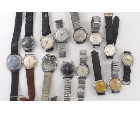 Selection of stainless steel gentlemen's wristwatches for repair to include Trident, Splendex, Larex, Services, Avalon, Cimie