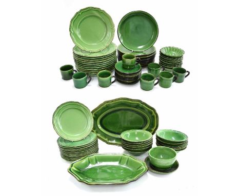 French Le Poet - Laval green glazed dinner service; together with other similar French green glazed dinner plates and coffee 